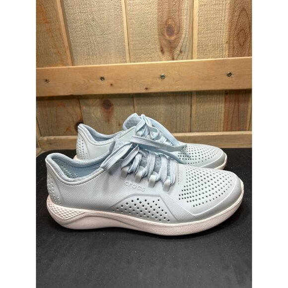 Crocs LiteRide Light Blue Sneakers Size 9 Womens Perforated Breathable Casual - Picture 1 of 8